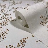 Vliestapete Blätter, Äste Floral Natur matt in Weiß Beige 
