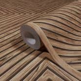 Vliestapete Holz, Geometrisch Holzoptik Geometrisch, Landhaus matt in Braun 