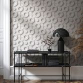 Vliestapete Grafisch 3D-Optik Modern, Kreise matt in Grau 