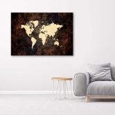 Leinwandbild, Braune Weltkarte 