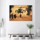 Leinwandbild, Hubschrauber und Soldaten 