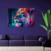 Leinwandbild, Neon Tier Löwe Ai 