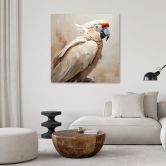 Leinwandbild Vogel Papagei beige gemalt 