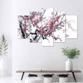 5 stykke lærredstryk, japansk kirsebærblomst 