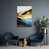 Leinwandbild, Abstrakte Berge gold 