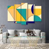 Leinwandbild 5 teilig, Geometrische Abstraktionsformen 