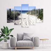 Leinwandbild 5 teilig, Meer Strand Sand Gras 