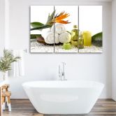 Leinwandbild 3-teilig, Handtücher Blumen Öl 