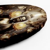Rundes Leinwandbild AI Gold Buddha und Lotosblumen 