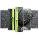 Leinwandbild 5 teilig, Steine Bamboo Zen Spa 