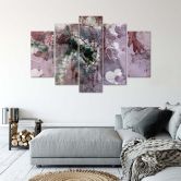 Leinwandbild 5 teilig, Abstrakt Herz Violett Lila 