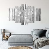 Leinwandbild 5 teilig, Love Bretter Grau 