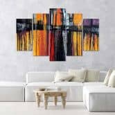 Leinwandbild 5 teilig, Abstraktion Farbiges Acryl 
