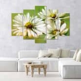 Wandbild 5-teilig, Weiße Margeriten Blumen 