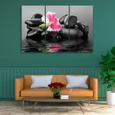 Leinwandbild 3-teilig, Steine Blume Zen Spa 