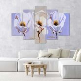 Leinwandbild 5 teilig, Blumen Weiß Natur 