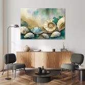 Leinwandbild, Muscheln türkis acryl 