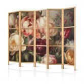 Japanischer Paravent, Raumteiler freistehend, Trennwand - Blooming Sunlit Peonies 