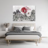 Leinwandbild, Rote Mohnblumen im Garten 