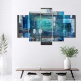 5-delige canvasprint, abstract blauw 