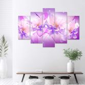 Leinwandbild 5 teilig, Violette Blumen Natur 