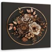 Leinwandbild Beige Blumen und Blätter 