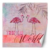 Fototapete, Shabby Chic Rosa Flamingo-Tiere - Andrea Haase 