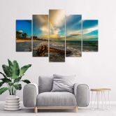 Leinwandbild 5 teilig, Strand Meer Himmel 
