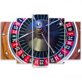 Leinwandbild 5 teilig, Roulette Poker Glücksspiel 