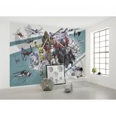 Vlies Fototapete - Star Wars Cartoon Collage Wide - 400 x 280 cm 