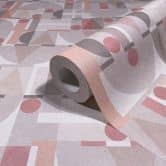 Vliestapete in Grau Beige Rot Moderne Formen Grafisch Geometrisch  