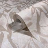 Vliestapete in Beige Blätter Blattoptik Vintage Floral Natur  