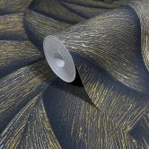Vliesbehang in zwart, goud 3D-look golvend grafisch modern 