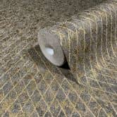 Vliestapete in Schwarz, Gold Rautenoptik Grafisch Geometrisch 