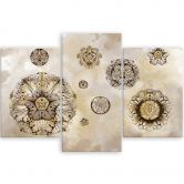 Leinwandbild 3 teilig, Florale geometrische Formen 