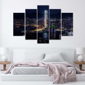 Leinwandbild 5 teilig, Skyline Stadt Wolkenkratzer 