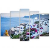 Wandbild 5-teilig, Griechenland Santorini Stadt 