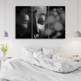 3-delige canvas print Boeddhabeeld zwart en wit 