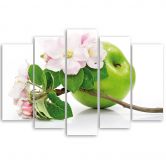 Leinwandbild 5 teilig, Äpfel Fruchtblüte 
