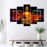 5-delige canvas print Boeddha gouden abstractie 