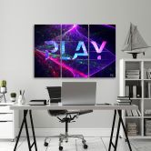 3 stuks canvas print, The inscription play abstraction 