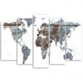 Leinwandbild 5 teilig, Weltkarte Abstrakt  