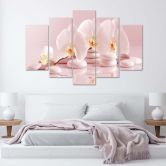 Leinwandbild 5 teilig, Rosa Blume Orchidee 