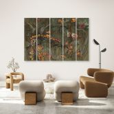 5-delige canvas print, apen in de jungle 