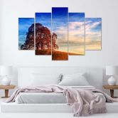 Leinwandbild 5 teilig, Landschaft Baum Berge 