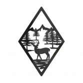 Acryldeko Hirsch im Wald in Rautenform 