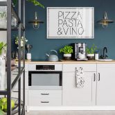 Acrylglasbild Pizza Pasta & Vino weiß 