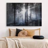 Acrylglasbild Sonnenstrahlen im Wald Blau 