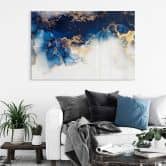 Acrylic print Abstract marble with blue and gold effect 