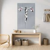 Acrylglasbild Banksy - Jesus Christus mit Einkaufstüten 